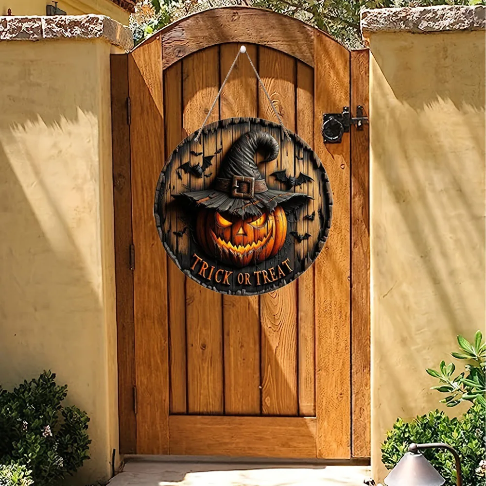 Halloween decoration Signs Halloween Wood Decorations Pumpkin Ghost Party Indoor and Outdoor Atmosphere Wooden Round Decorative