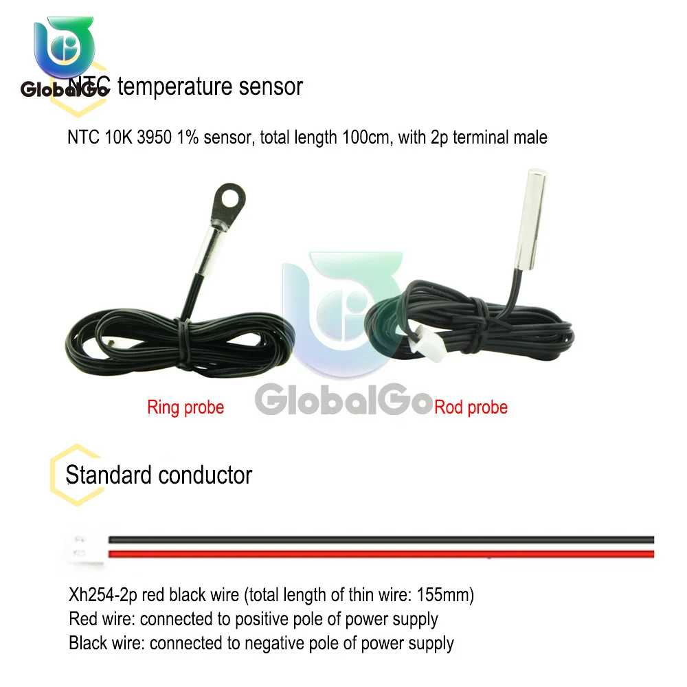 DC 4-30V 5V 12V  24V LED Display Dual Digital Temperature Sensor Single Voltage Dual Thermometer With NTC 10K 3950 Probe Cable