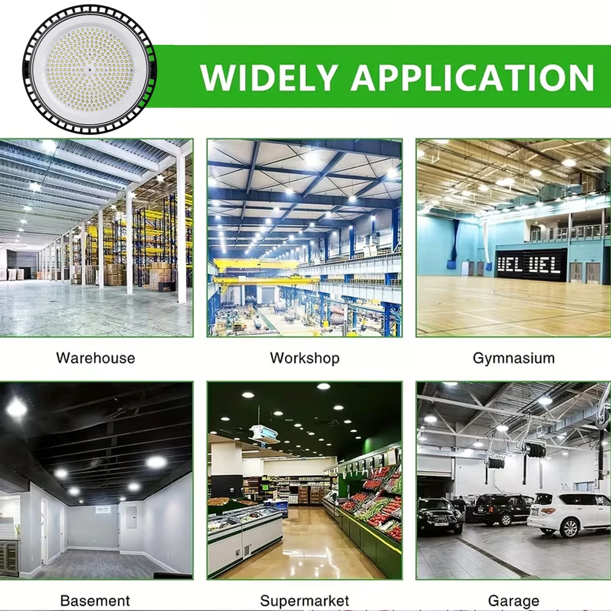 100W/200W UFO LED Super Bright High Bay Light OutdoorIP66 6500K Commercial Warehouse Industrial Lamp for Factory Workshop Garage
