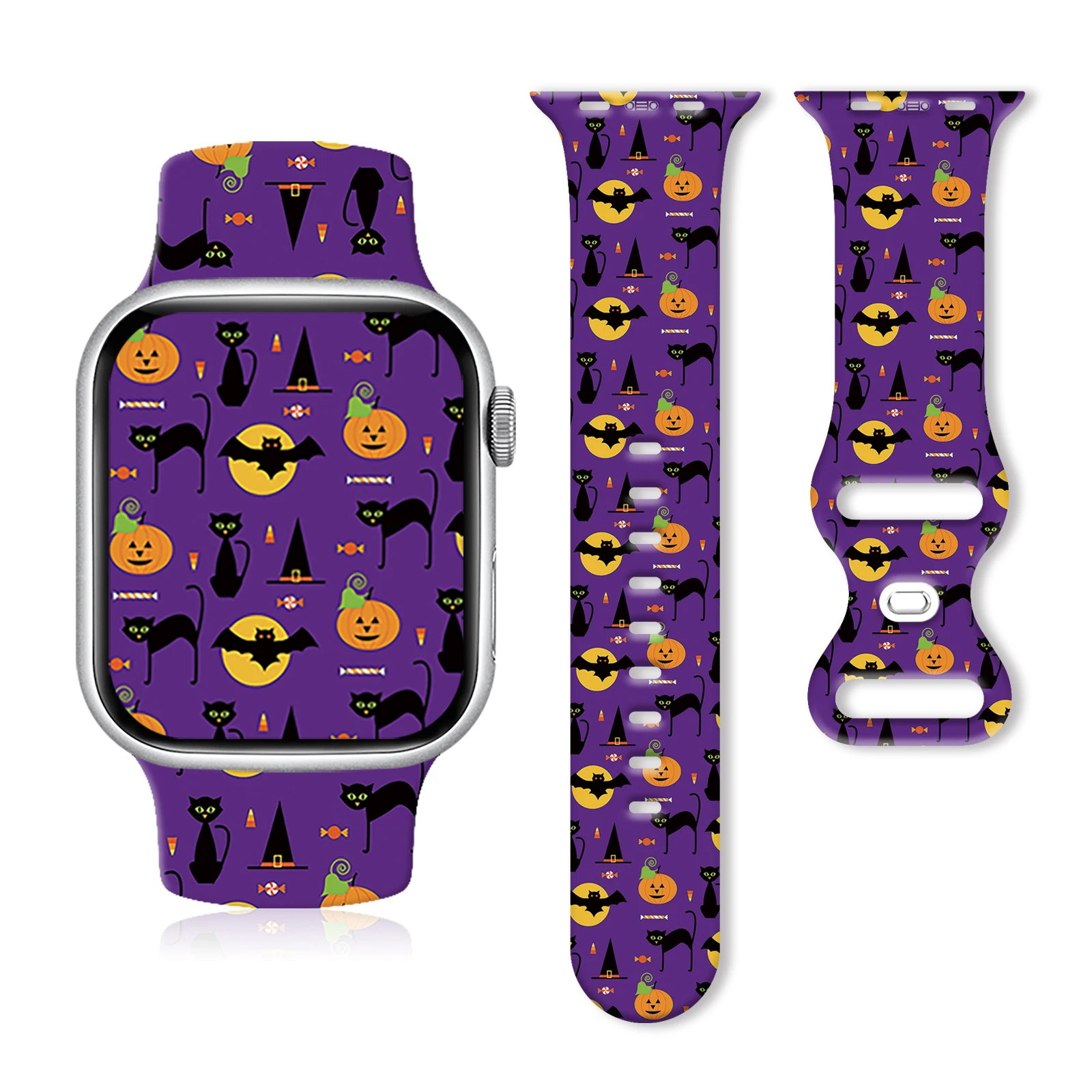 Ghost Halloween for Apple Watch 10 9 8 7 Silicone Band Replacable Bracelet for iWatch 46mm 42mm 41mm 40mm Watchband