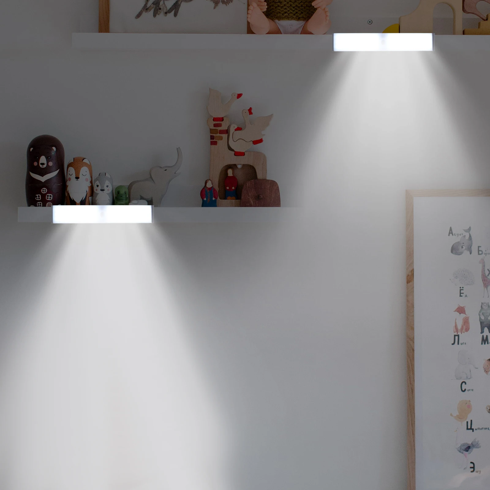 

1Set Body Sensing Wardrobe Lamp PVC Material Night Light for Bedroom Cabinet Entrance Door Multi-Purpose Household Light USB