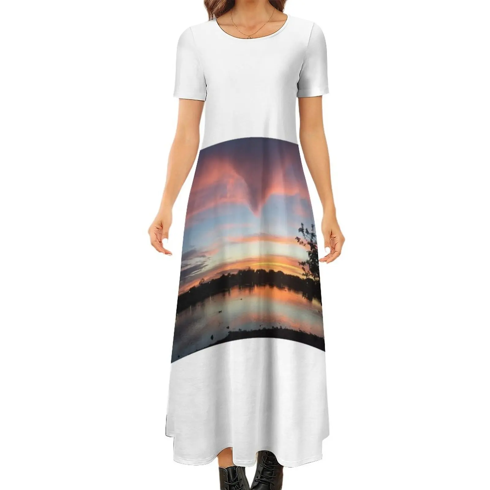 

Pink tornado Round Neck Short Sleeve Dress long dresses for women women evening dress