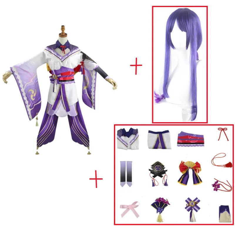 

Raiden Shogun Cosplay Costume Genshin Impact Wig Purple Long Hair Halloween Costumes Full Set Genshin Baal Shougun