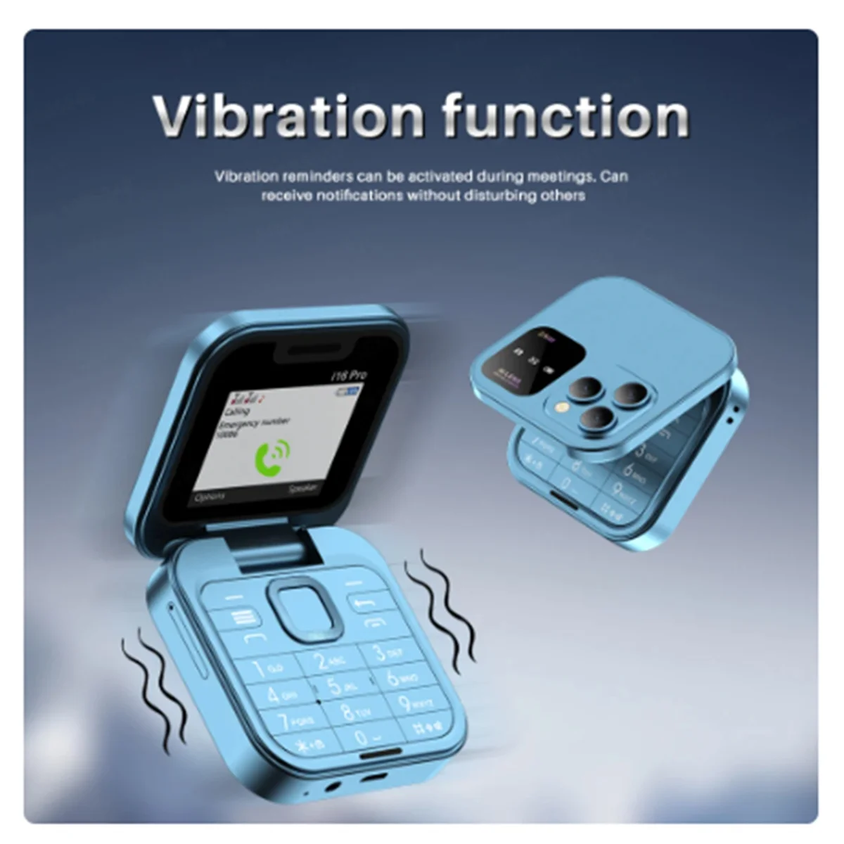 Mini Flip Mobile Phone FM Radio Voice Blacklist Speed Dial Vibration 2SIM Card Small Display Foldable Phone(Gold)