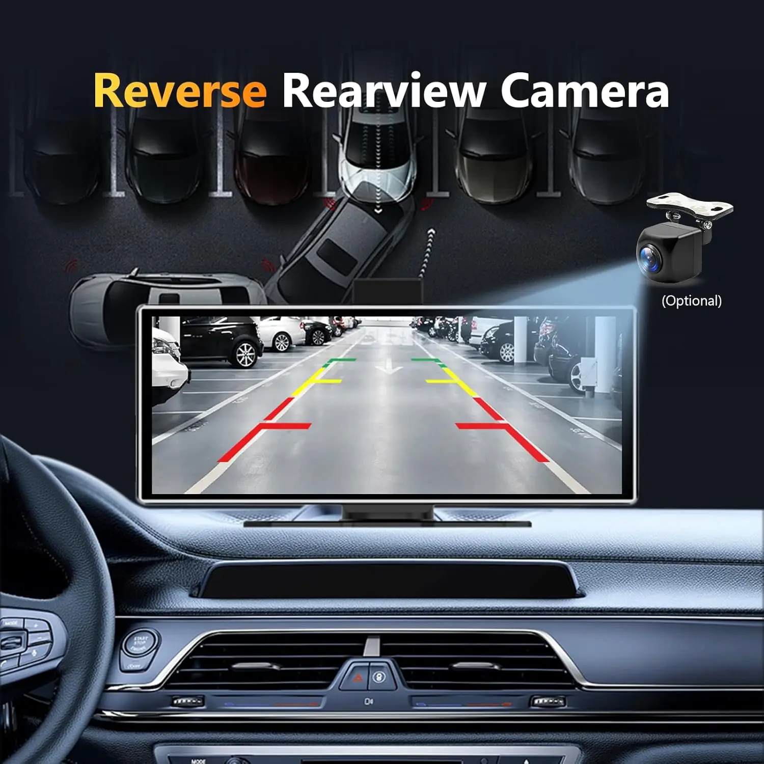Srnubi 7/10.26" Bezprzewodowy Ekran Carplay do Samochodu, Android Auto Kamera Samochodowa 4K DVR, Kamera Tylna 1080P, Rejestrator Nawigacyjny, AUX — zdjęcie produktu 6