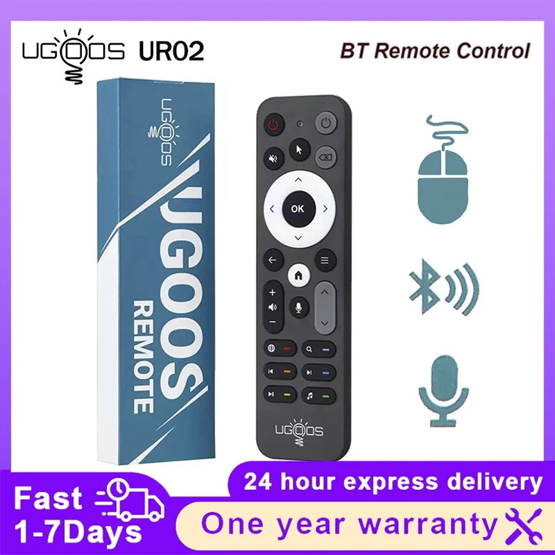 Original UGOOS UR02 BT Voice Remote Control Replacement for Ugoos AM8 PRO AM6B PLUS X4 X4Q Cube Pro Extra TOX1 TOX3 TOX4 TV Box