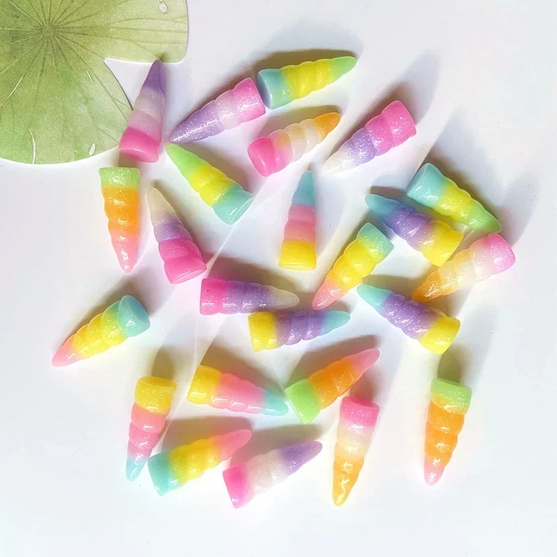 30Pcs/lots 3D 10*24mm Rainbow Gold Unicorn Corn Colorful Resin DIY Crafts Home Decorations Accessories Appliques Supply