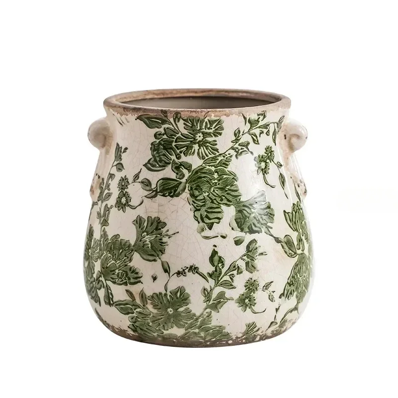 

Double Ear retro Vintage Ceramic Flower Pots Water Culture Vessels Flowers Horticulture Orchids And Succulent