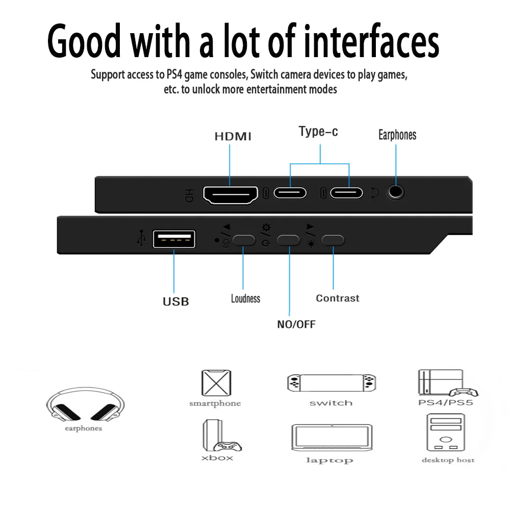 Imagem -02 - Portátil Lcd Touchscreen Monitor Full hd Display Led Painel Ips Monitor Laptop para Raspberry pi Ps3 Ps4 Xbox 14 15.6 16