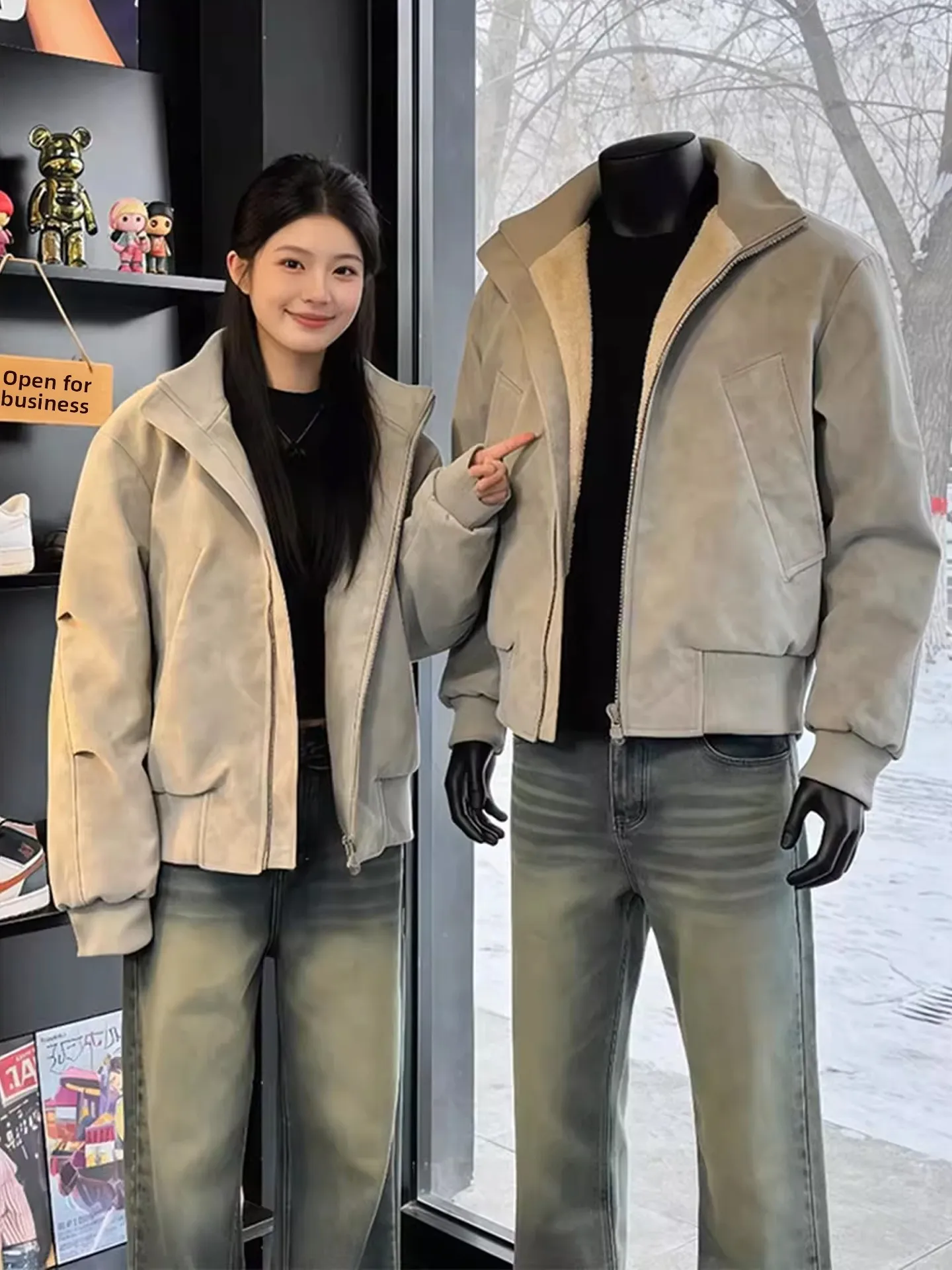 

Retro American PU Leather Jaet Men's Thiened Warm Stand Collar Motorcycle Clothes Outerwear Fce Lined Winter Coat