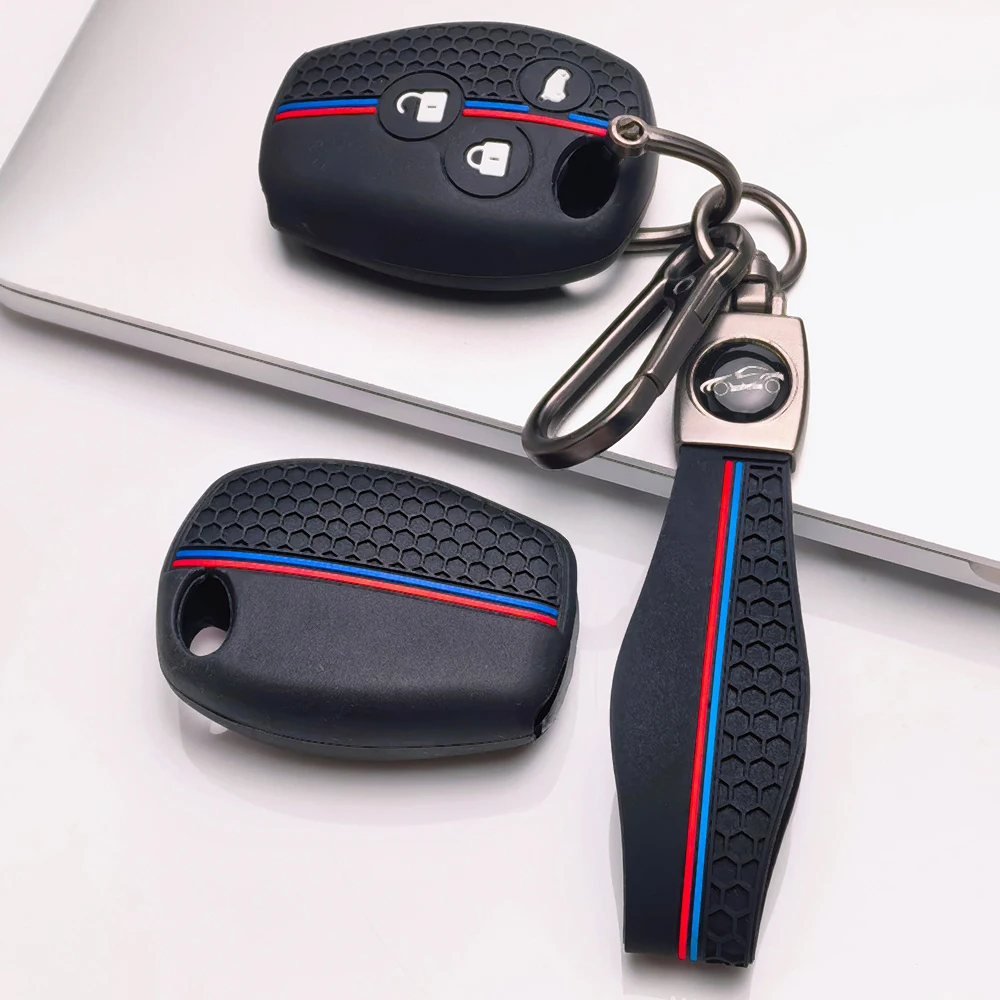 Soft Key Cover For Renault Duster Sandero Logan Clio Symbol Captur For Dacia Logan For Nissan Terrano with carabiner lanyard view 5