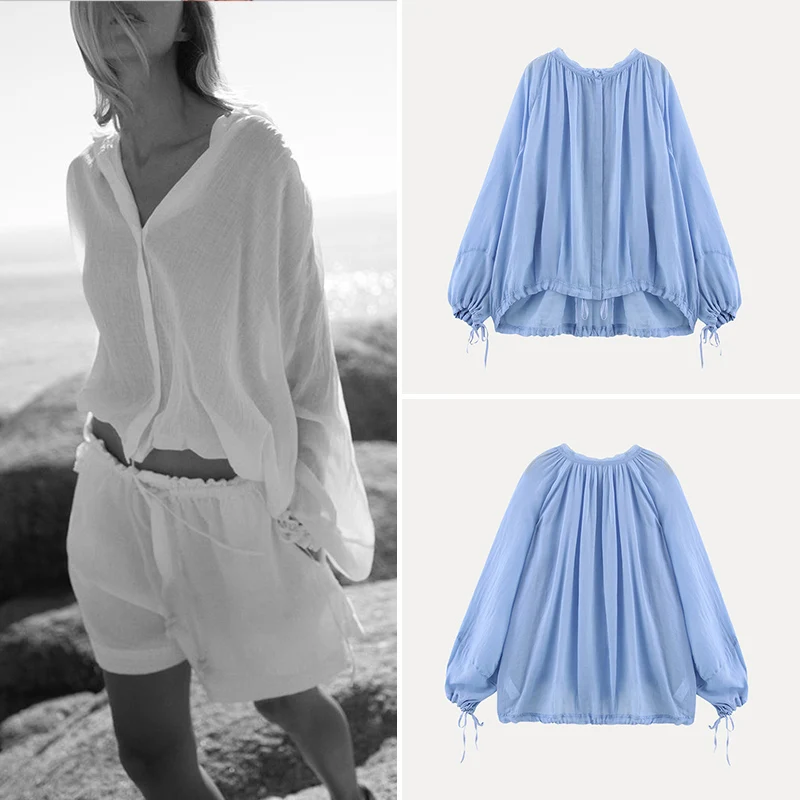 

Z Women's Faionable round Ne irt Casual Loose Fit Long Sve Polyester Blend Versatile Sle Spring 2025
