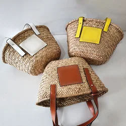 Casual Rattan Large Capacity Tote Designer Wicker Woven Women Handbags Summer Beach Bali Straw Bag Lady Travel Big Basket Purse