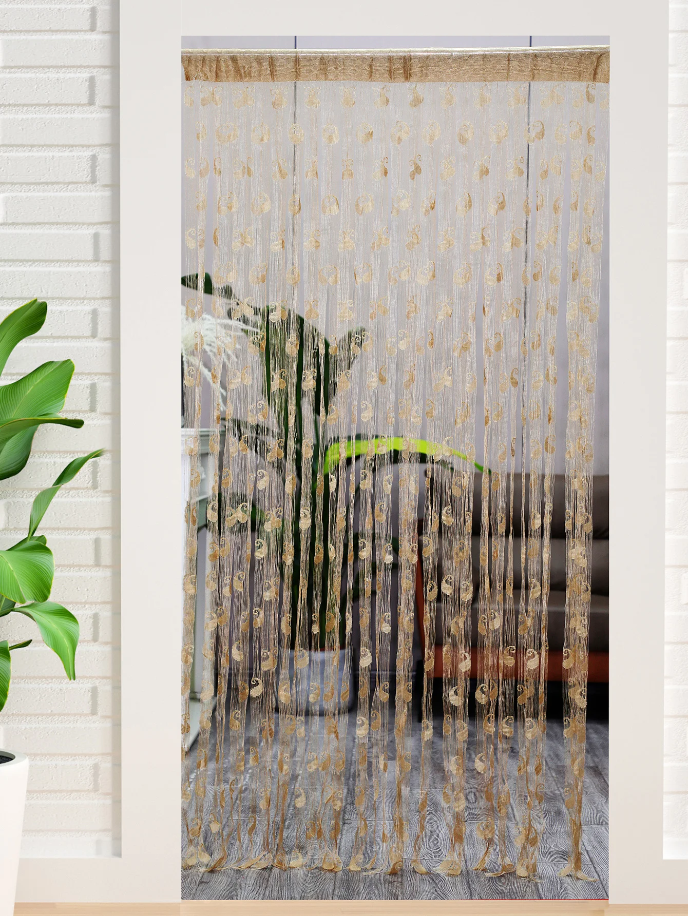 Korean ear ring line curtain tassel door curtain decorative curtain light transmittance curtain 1PC