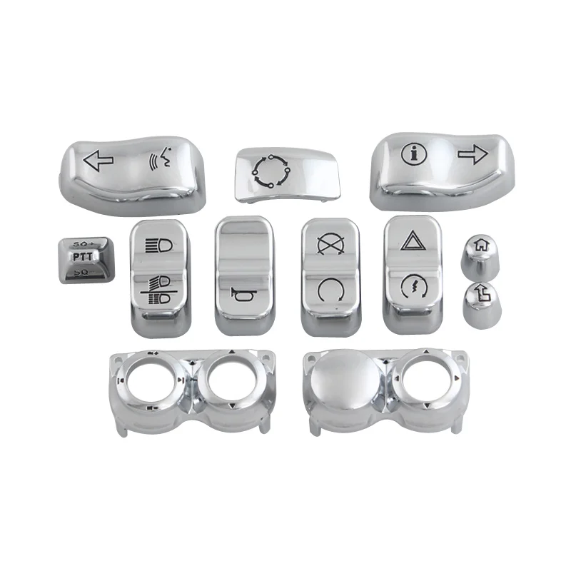 Motorcycle 13PCS Hand Control Switch Housing Button Cap Kits Chrome For Harley Touring Electra Glide Road King FLHTCU 2014 -2020