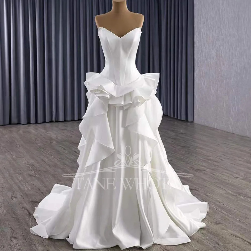 

Sweetheart Sleeveless Zipper Ruffles Sexy Bridal Dress 2025 Wedding Dress Mermaid Style Customized for Women