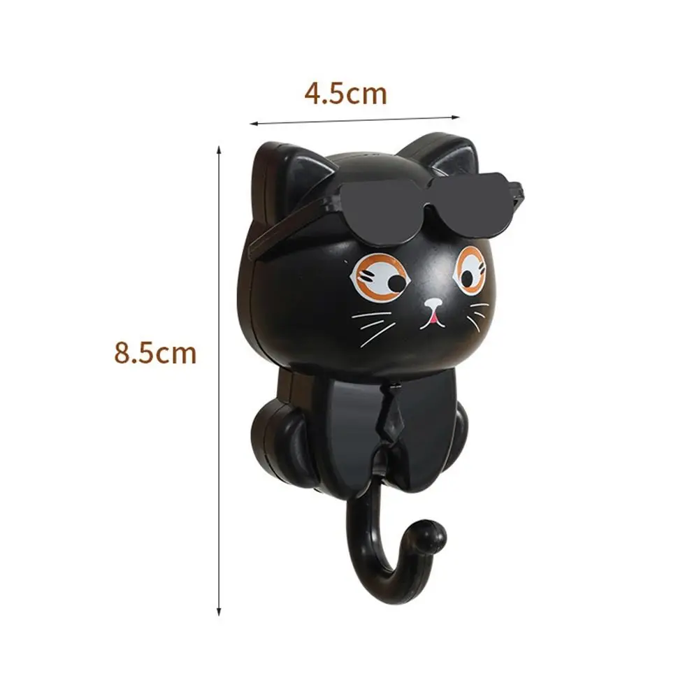 

Cute Plastic Cartoon Cat Hooks Decorative Waterproof Key Hangers Wall Hanging Sunglasses Cat Hooks Entrance