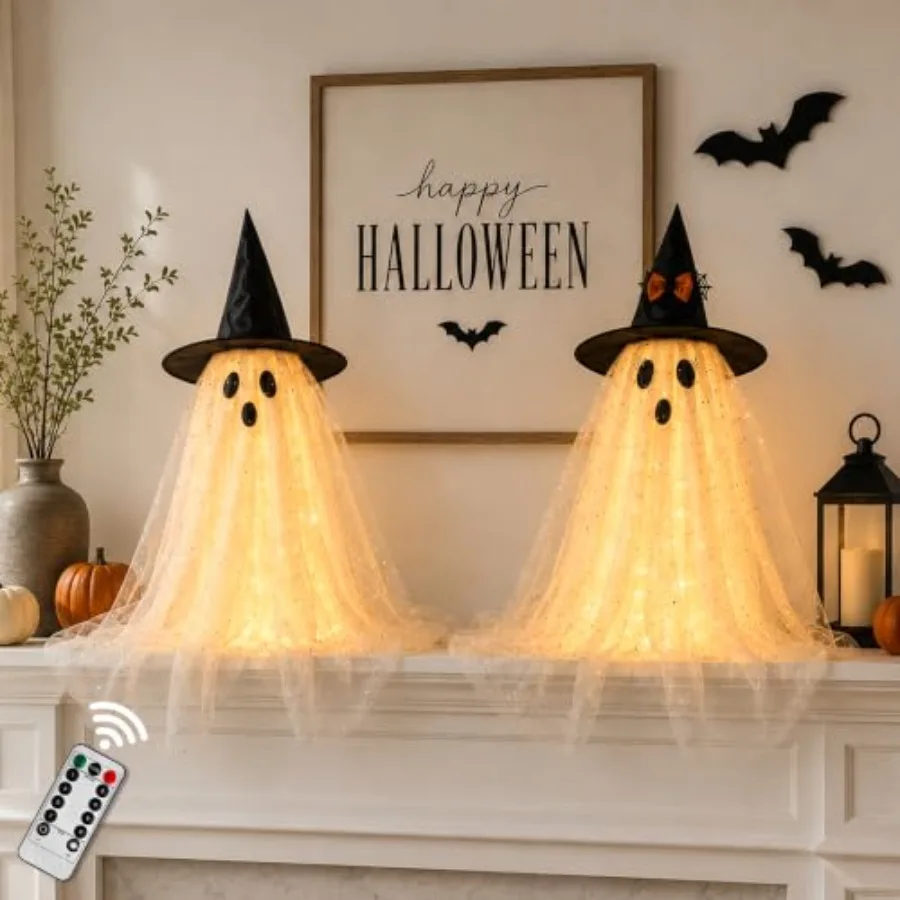 2pcs Halloween Spooky Ghost Lights – Battery Operated