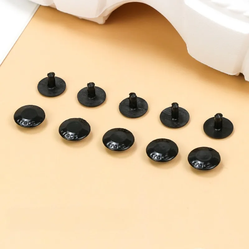 16mm Black EVA Alligator Print Shoe Charms Crocodile Texture Shoe Lace Buckle Decor for Clogs Sandals Sneakers