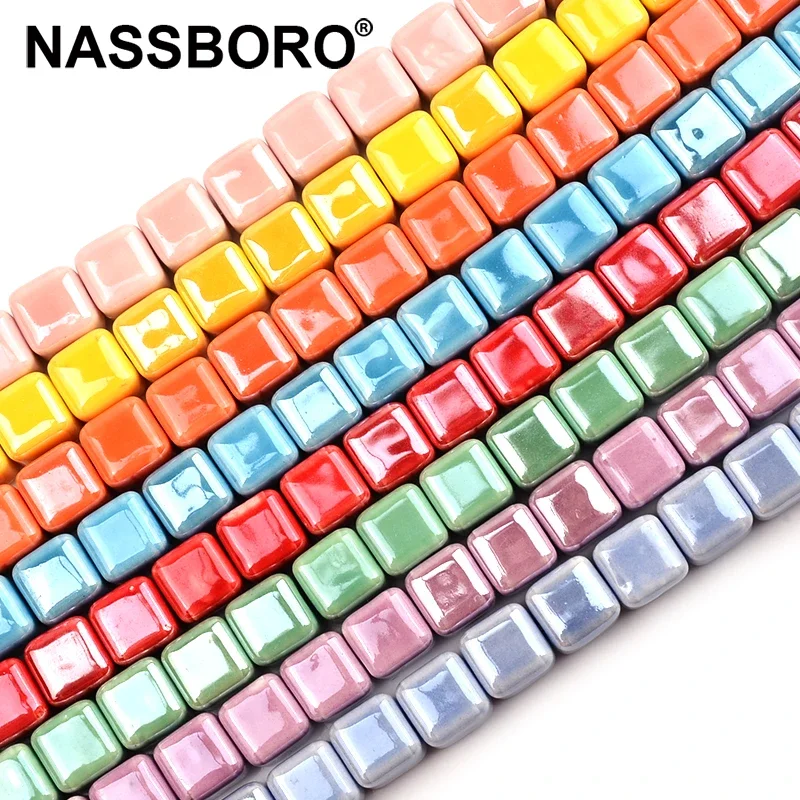 6/8/10mm Chinese Cube Ceramic Beads Square Spacer Porcelain Loose Beads for Jewelry Bracelets Pendants Making DIY Finding