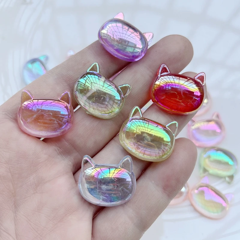 12pcs resin super bright mixed AB color 20mm cat crystal gem flat back rhinestone cat decal DIY jewelry process scrapbook