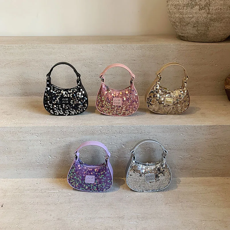 Korean Version Of The Girls Shoulder Bag Mini Cute Fashion Sequins Handbag 2025 Spring And Summer New Children Crossbody Bag