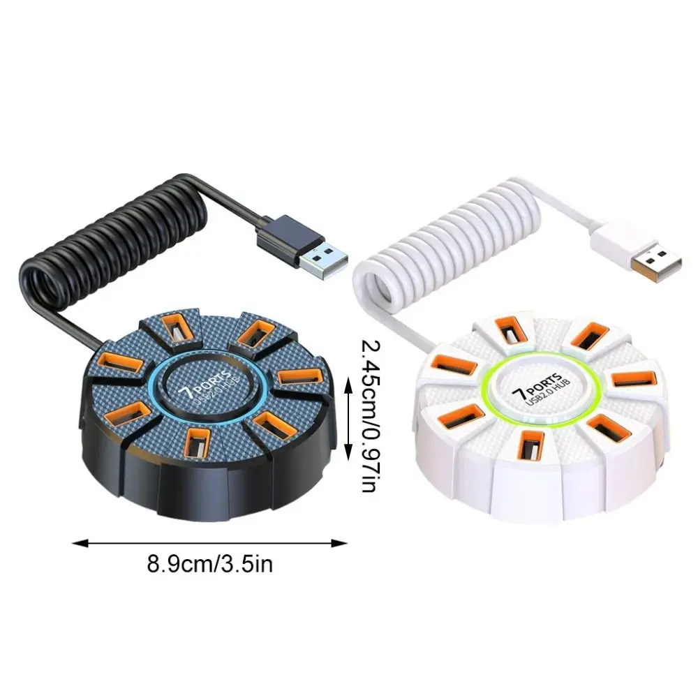 RGB الخلفية 7 منافذ متعددة المتوسع USB الفاصل عالية السرعة USB 2.0 Hub موصل متعدد الوظائف محول الفاصل المتعدد