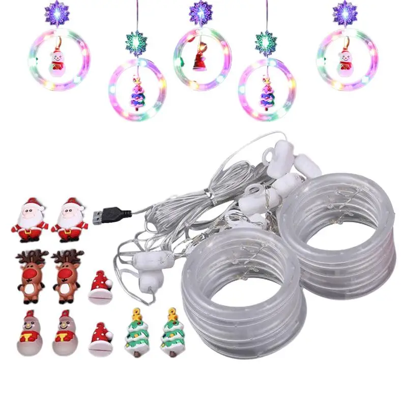 Christmas Window Lights Indoor Wall Hangable String Lights Christmas Window LED Lights Decorations Hangable String Lights With