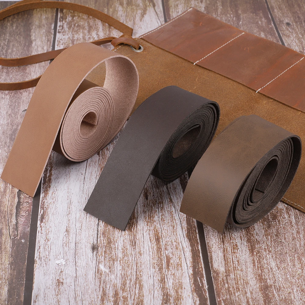 2 Meters Long DIY Crafts Leather Strap Wide Leather Craft Strips DIY Pet Collars Traction Ropes Belts Keychains Watch Straps