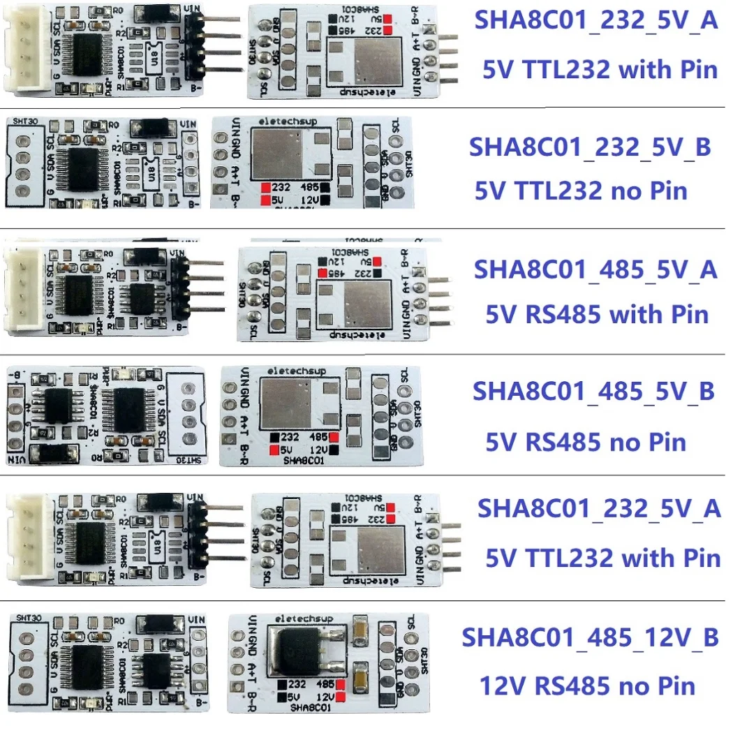 SHA8C01 SHT30 RS485 Modbus RTU Temperature Humidity Sensor 40~125C  0.2C Accuracy Digital Transmitter for PLC SCADA