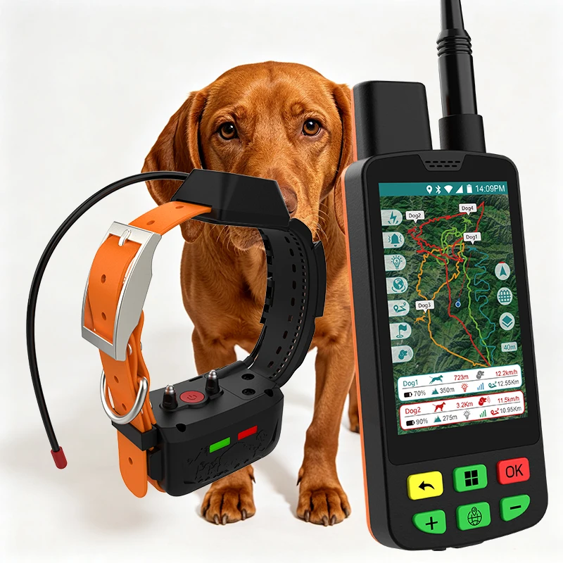 Integrated GPS Dog Tracking System: Handheld-Collar Interconnection (IMEI) + 20-Unit Charging Rack - Factory Kits
