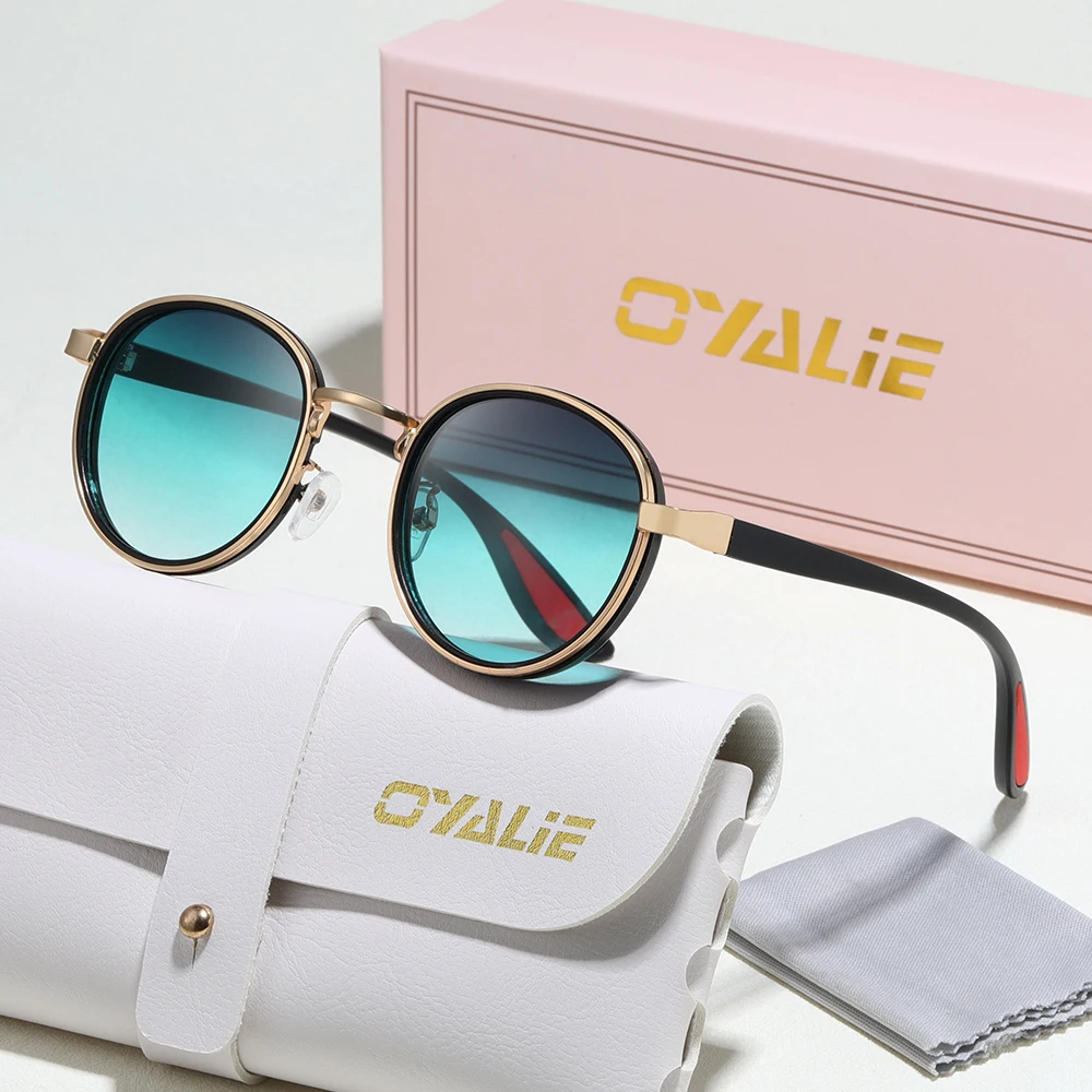 نظارات شمسية دائرية صغيرة عصرية من Oyalie، تمييز طعم الموضة الفريد، تفسير العناصر المستديرة وجماليات الموضة الفريدة من نوعها. مناسبة للحفلات ذات الطابع القديم وملابس العمل اليومي والمعارض الفنية والمناسبات الأخرى لمطابقة إكسسوارات الملابس.