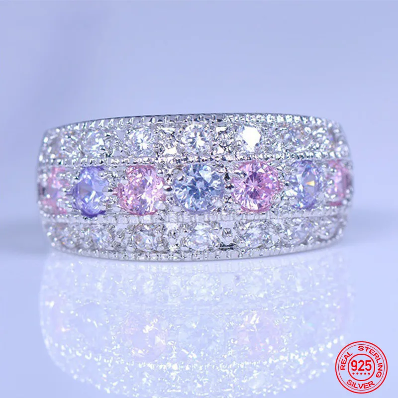 خواتم الزركون الهندسية من الفضة الإسترليني عيار 925 للنساء مجوهرات الزفاف العصرية #3