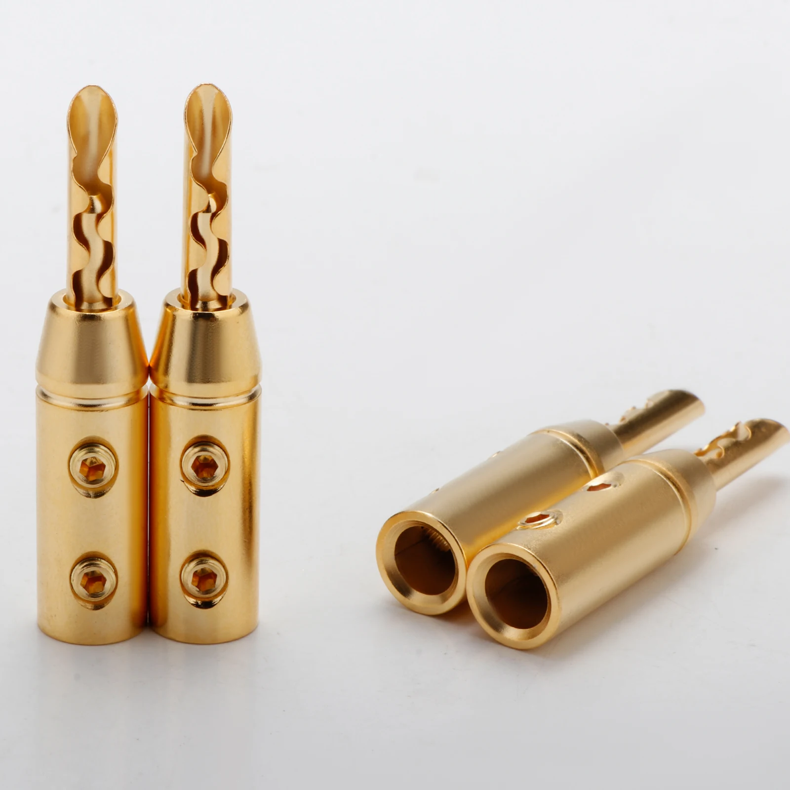 4 buah BA1417R kualitas tinggi Rhodium berlapis BFA Z tipe steker Speaker pisang kuningan colokan pisang konektor kelas Audio hifi