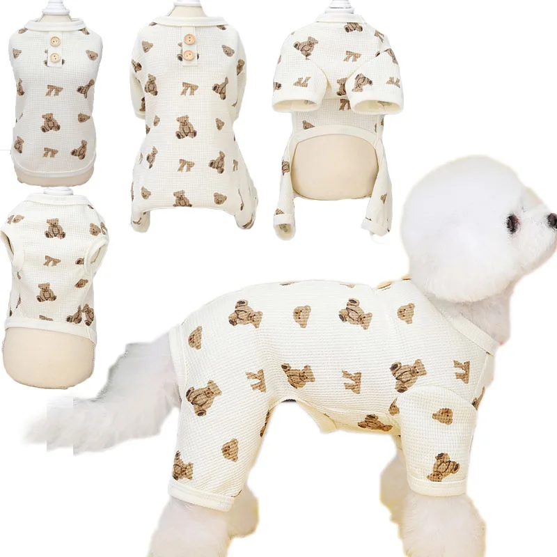 Animal Pattern Dog Pajamas Pet Clothes Dog Jumpsuit Pyjamas Sleeveless Vest Hoodies For Small Dogs Chihuahua Puppy Cat Pijamas S