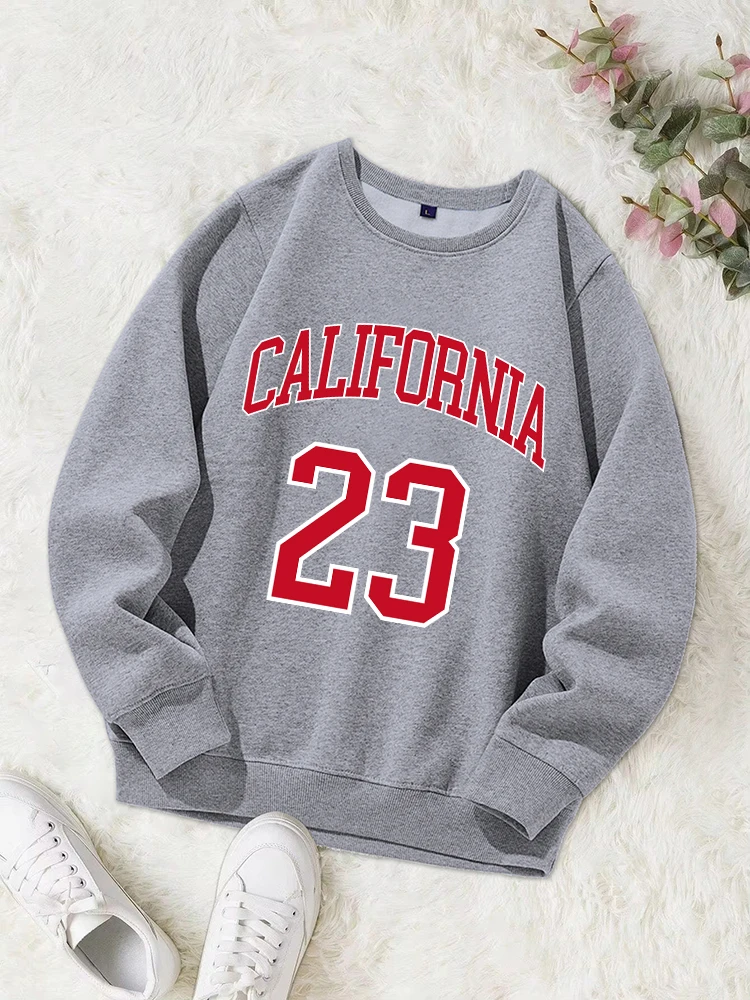 

California 23 Hip Hop Print Hoody Women Harajuku Round Neck Sweatshirt Fashion Warm Comfortable Hooded Autumn Fleece Casual Tops