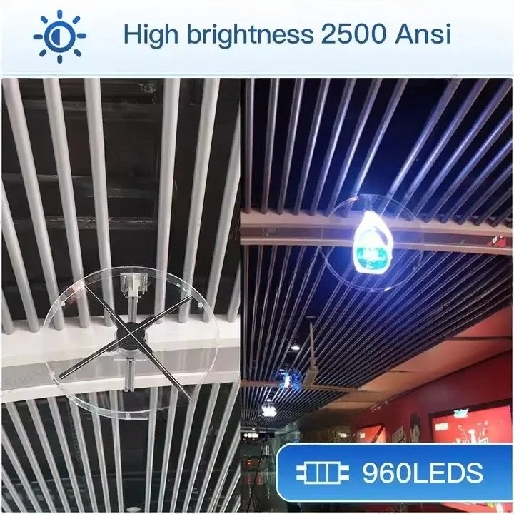 4-blade High-resolution Display 3D Holographic LED Fan-shaped Projector, 3D Holographic Advertising Technology 65cm