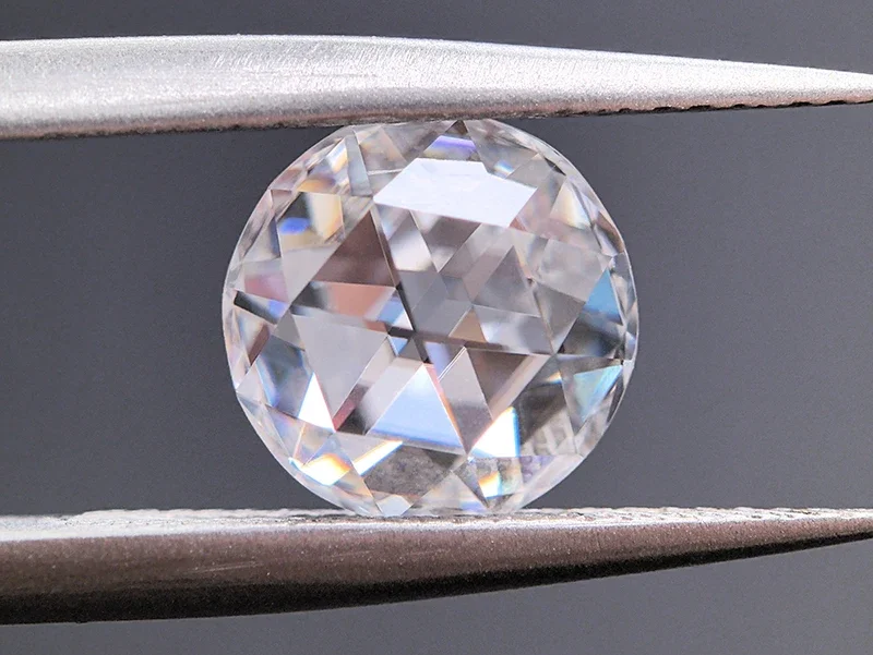 Moissanite Stone Double-faced Rose Cut White Color Round Shape Charm Beads For DIY Jewelry Making Selectable GRA Certificate