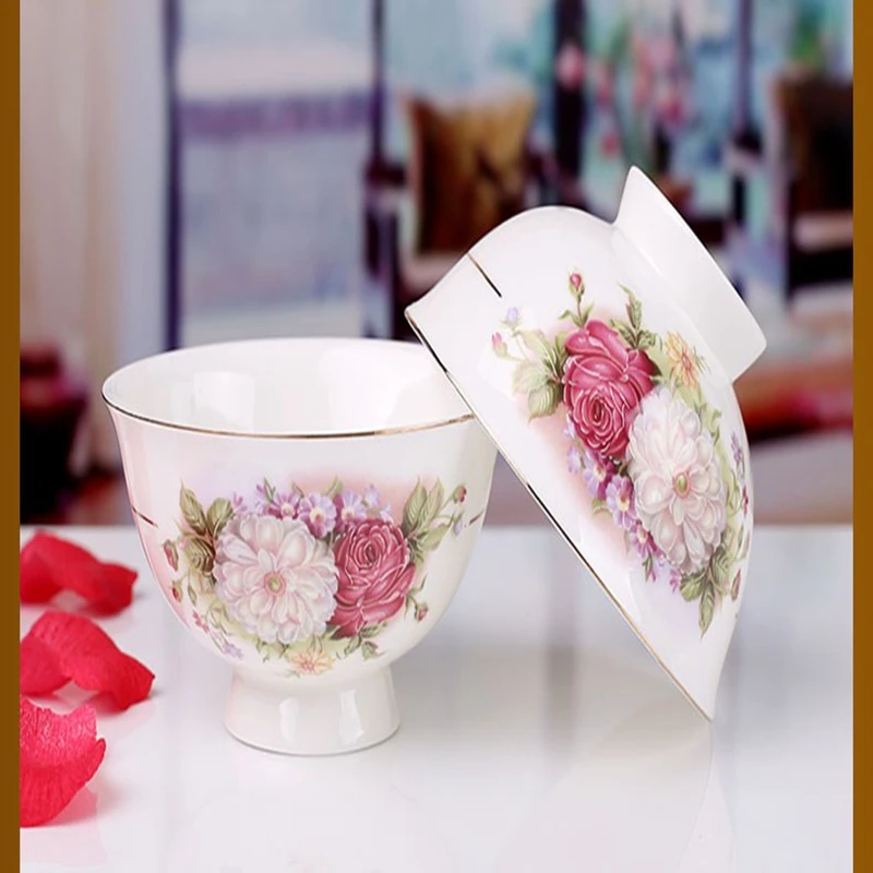 56 pieces bowl bone china dinnerware set quality porcelain chinese style image 3