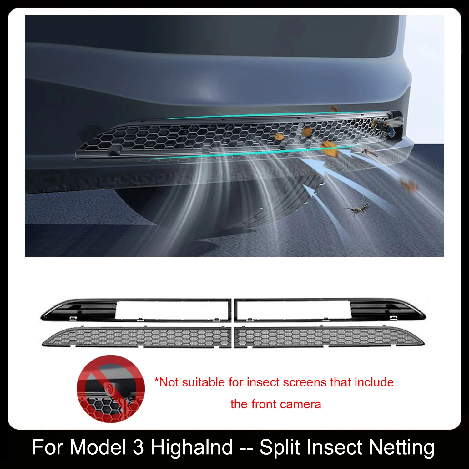 whiteforce Für Tesla Modell 3, Highland Frontschürze Grill Mesh Lufteinlass Vent Abdeckung Grille Wachen Schutz Anti-insekten Net zubehör 6
