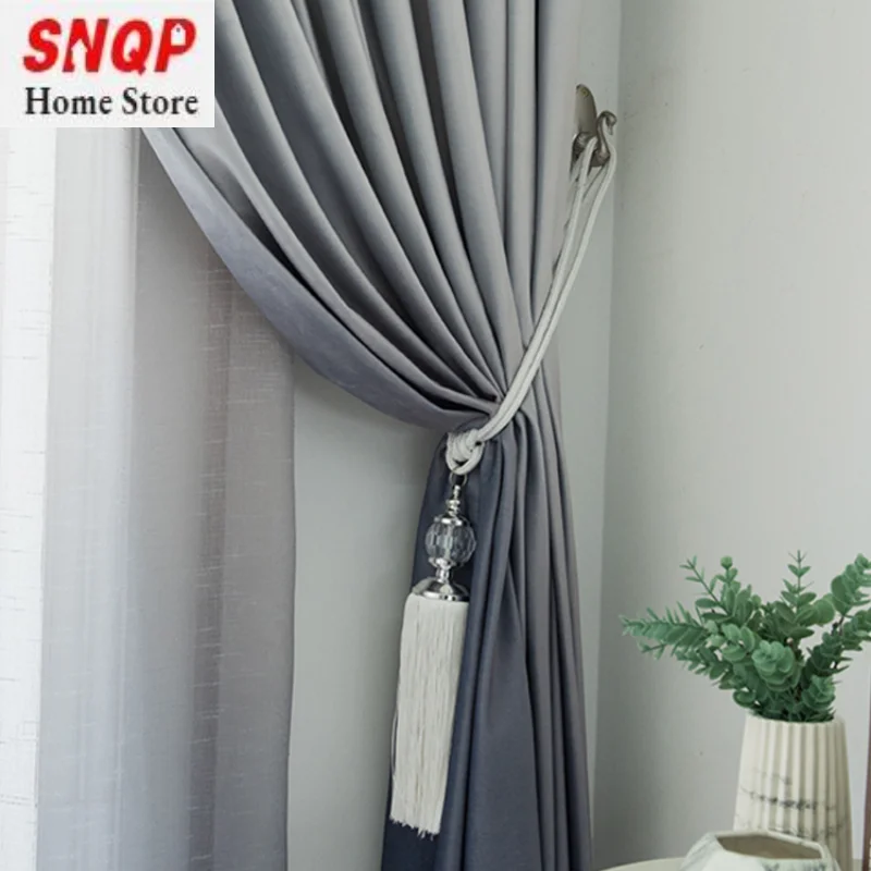 

2023 New Gradient Chinese Style Simple Modern Light Luxury Flannel Window Blackout Curtains for Living Dining Room Bedroom