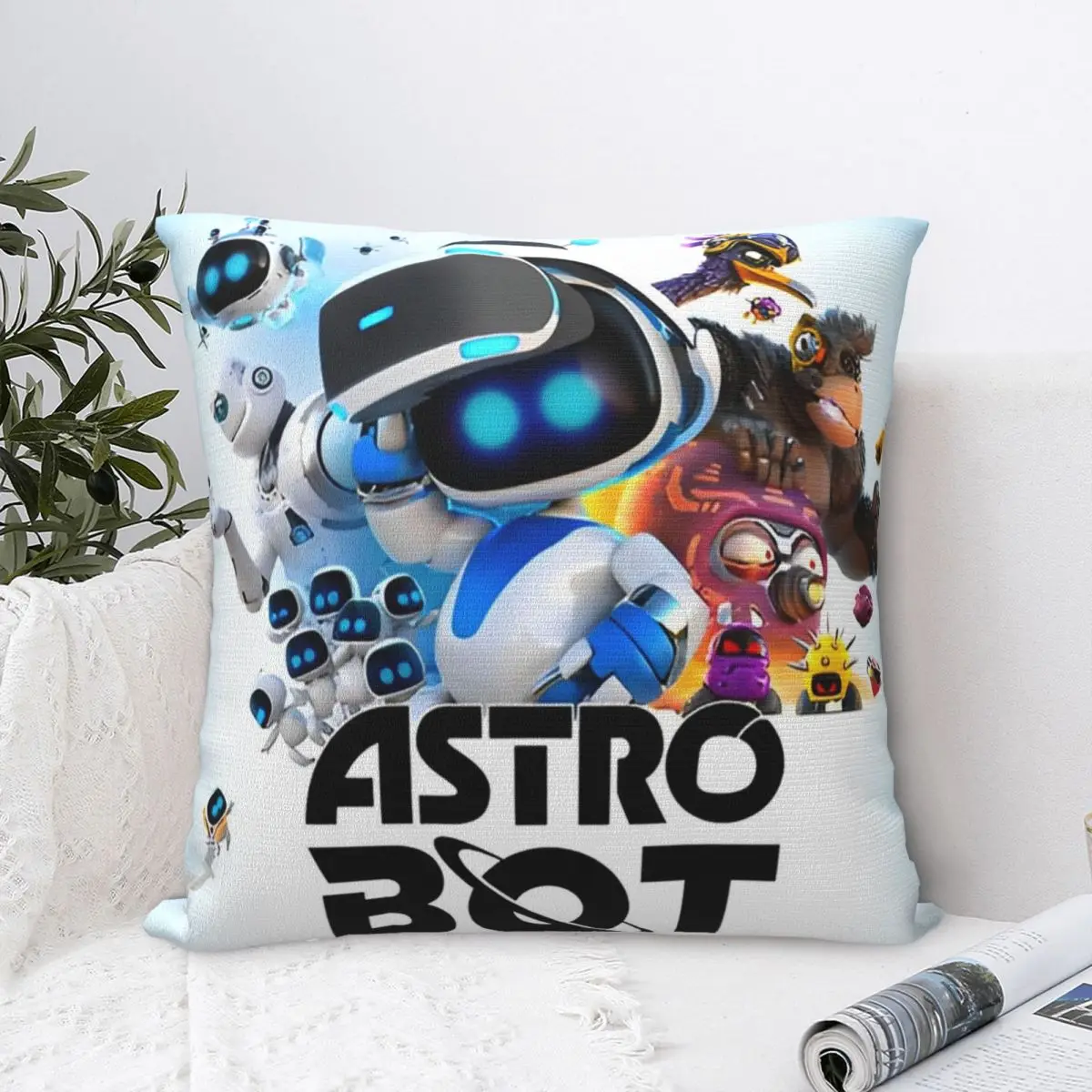 Astrobot Cartoon Game Square Pillow Case Astros Playroom Cushion Covers Awesome Decor Throw Pillow Case Cover for Home 40x40cm