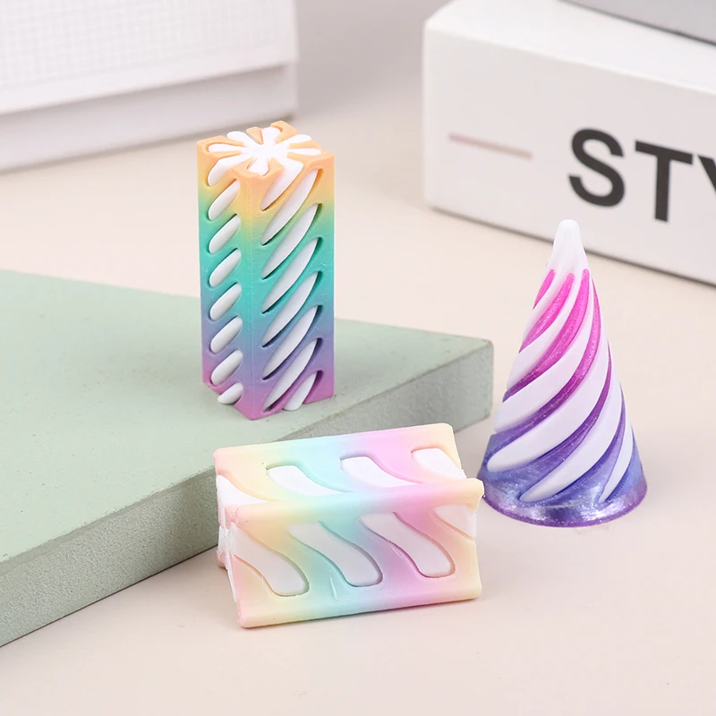 1Pc 미니 3D 나선형 소용돌이 스레드 환상 콘 장난감 스트레스 릴리프 불가능한 피라미드 패스 스루 조각 Fidget 장난감 선물