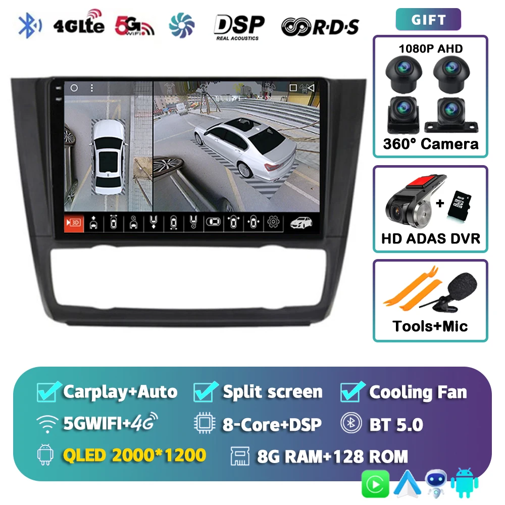 Android 15 Voor BMW 1-Serie E88 E82 E81 E87 2004 - 2011 2K QLED Android Autoradio multimedia Video Player GPS stereo CarPlay 4G - afbeelding 1