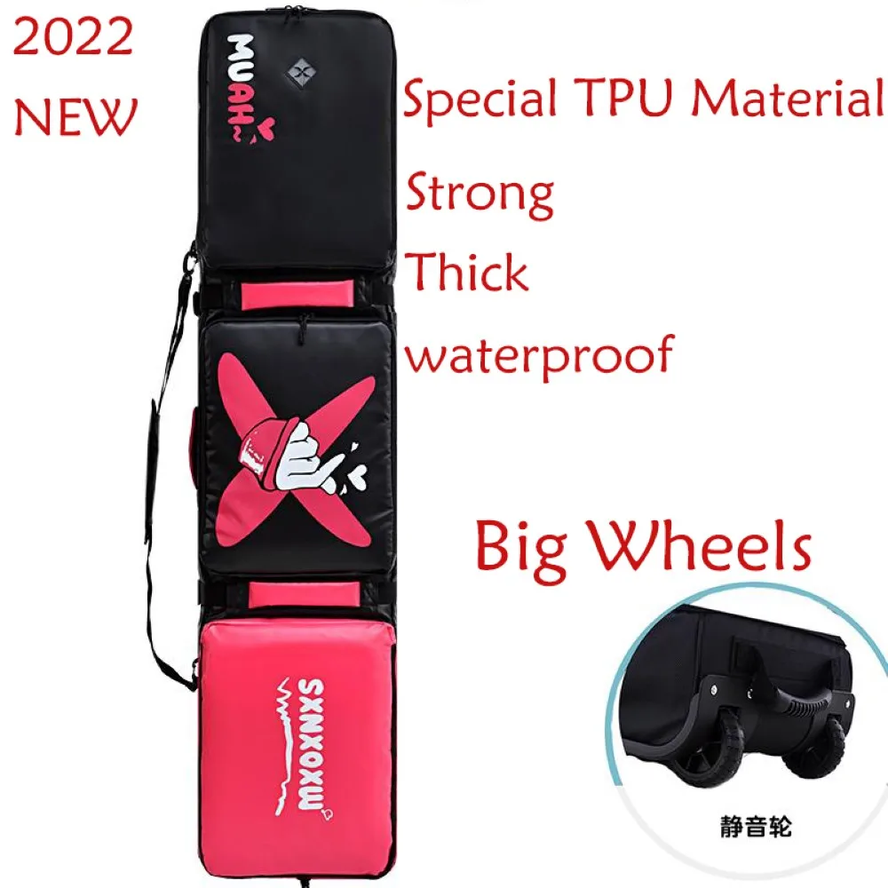 Quality Cloth+TPU waterproof material 150/157/166/174cm very sturdy thick strong Snowboard/Skis Bag With Big Silent Wheels a7336