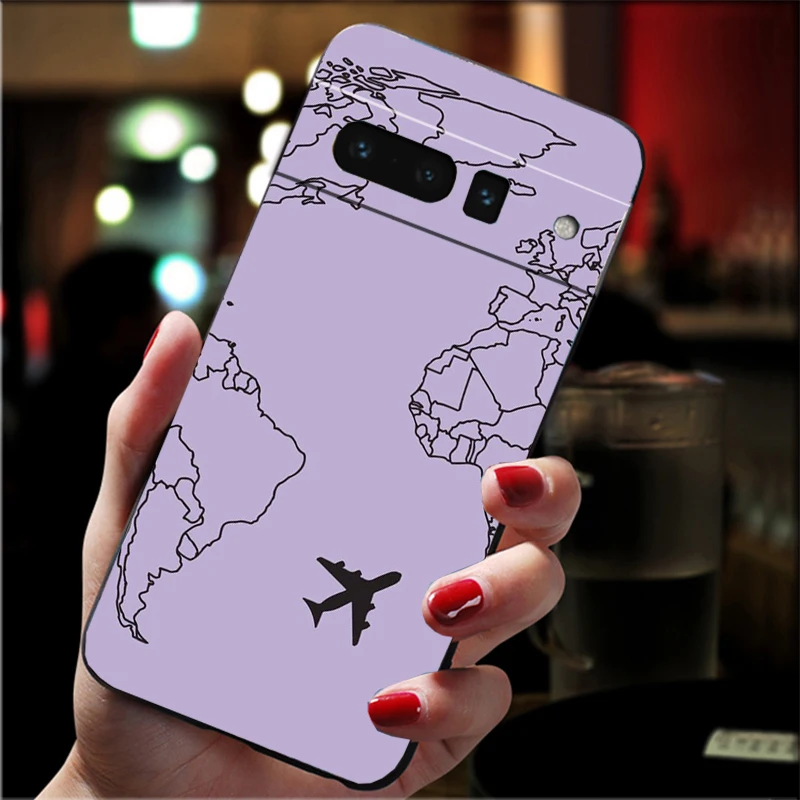 

Phone Case For Google Pixel 10 9 Pro XL 9A 8 7 6 Pro Pixel 8A 7A 6A Pixel 8 7 6 5 Travel Map Plane