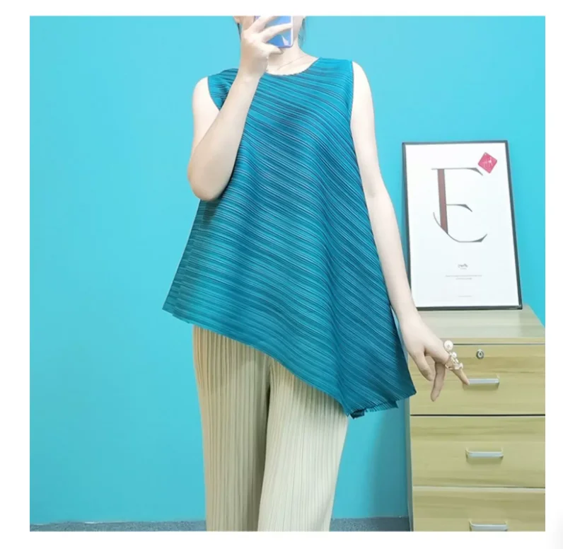 IN  STOCK S008 Asymmetric Ruched Fashion Loose Summer New style Sleeveless T-shirt HOT SELLING