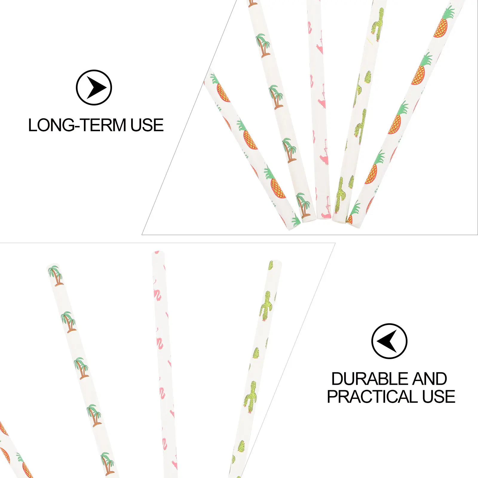 100Pcs Biodegradable Paper Straws Tropical Floral Pattern Disposable Drinking Straws for Beach Pool Luau Birthday Cocktail Party