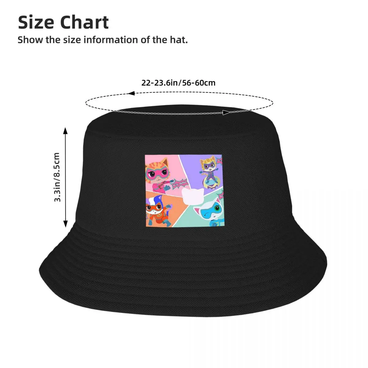 Superkitties Bucket Hat Panama Hat Children Bob Hats Outdoor Fisherman Hats Summer Beach Fishing Unisex Caps