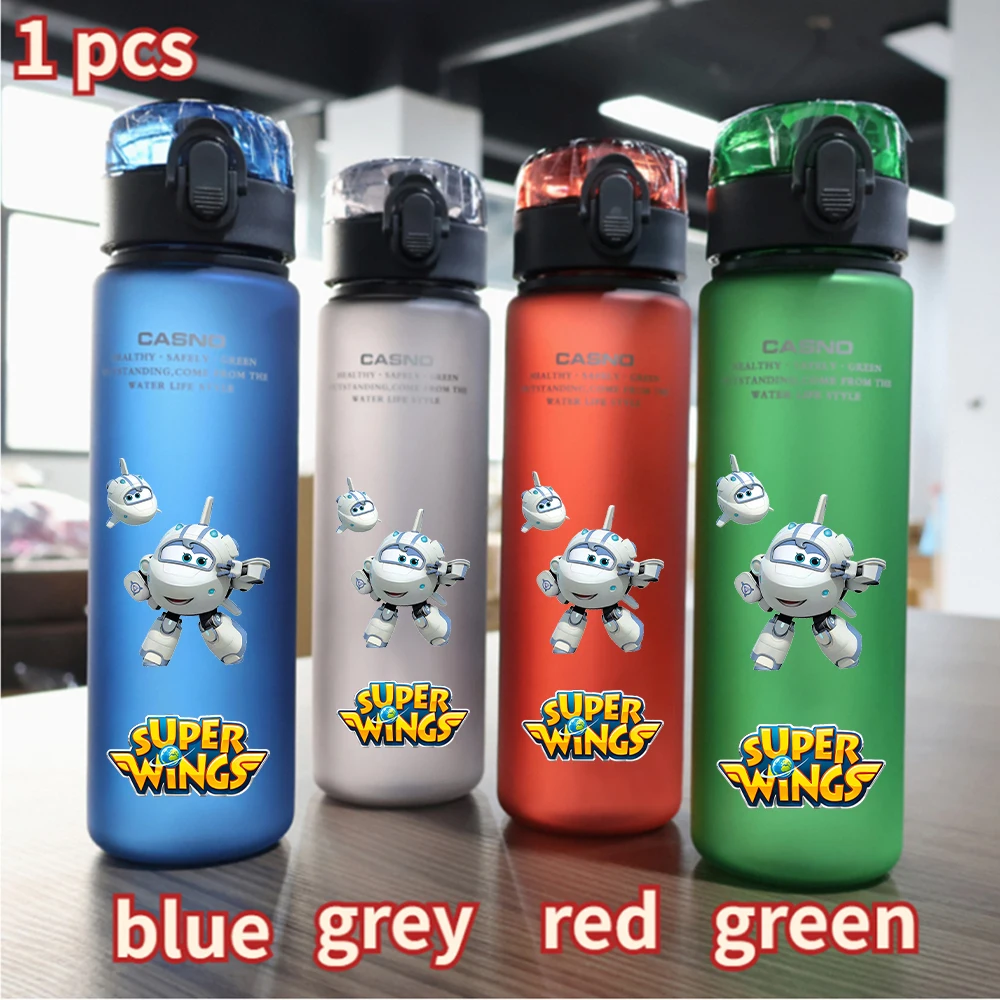 Super Wings 560ML Water Cup Jett Flip Astra Dizzy Large Capacity Portable Plastic Cartoon Adult Outdoor Sport Drinking Bottle